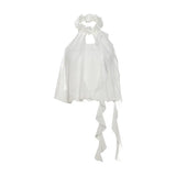 Fongt Summer New Women's Niche Design Sense Hanging Neck Dew Back Wave Decoration Small Vest-Outfit
