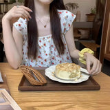 Fongt Summer New Sweet Square Tie Slings Women's Broken Flowers Campus Vest Inside And Outside Wearing Sleeveless Top