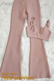 Bandage Set 2 Pieces Strap Sleeveless Bustiers And Long Bell-Bottoms Trousers Sexy Celebrity Party Sheath