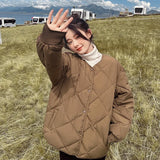 Korean Small Light Down Cotton Jacket Female Light Short Loose 2024 New Version Of Korean Baseball Jacket Female-Outfit