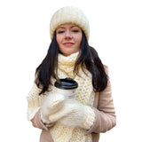 Fongt Warm Knit Hat Scarf Gloves Three-Piece Female Hair Wool Hat-Outfit