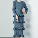 Fongt Folded Dress Woman 2025 New Design Feel Fat Mm Fashion Temperament Reduction Cake Skirt