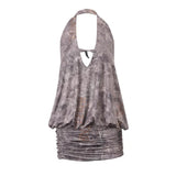 Fongt Women's Fall 2024 New Fashion Retro Dirt Sexy Hollow Back Sleeveless Buttock