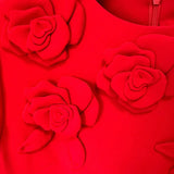 Fongt New Star Fashion Heavy Industry Three-Dimensional Flowers Short-Sleeved Dress