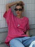 Fongt Old Short-Sleeved T-Shirt 2025 Summer Relaxation Leisure Collar Water Washing Hair Short-Sleeved T-Shirt