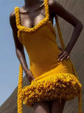 Fongt Autumn And Winter Hand-Woven Jasmine Rope Shoulder Strap Tuxedo Skirt Tidly Skirt LX0092
