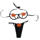 Halloween Strip Steel To Pumpkin Demon Strap Bikini Role-Playing Lingerie