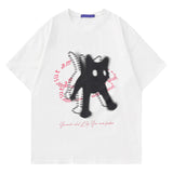 Kitten Print Letter Oversized T-shirt-Outfit