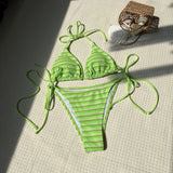 2024 New Striped Towelcloth Small Fresh Sexy Swimwear