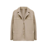 Fongt Autumn And Winter New Women's Wear Temperament Retro Brown Loose Pocket Long Sleeve Suit Jacket