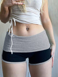 Fongt Hottie Letter Print Bag Hip Shorts Sexy Skinny Peach Hips Hot Pants