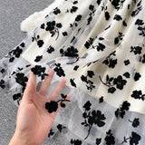Temperament Short Double-Breasted Suit Jacket Female High-End Flocking Net Suspender Dress Foreign Style Two-Piece Suit-Outfit