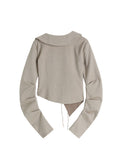 Women Vintage Print Short Jacket Trendy Irregular Turn-down Collar Loose Casual Zippers Coats Harajuku Long Sleeve