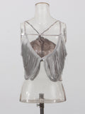 Fongt Wind Top 2025 Autumn And Winter New Out-To-Shoulder Fish Bone Slings Irregular Essohu Hanging Neck Vest Woman