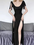 Summer New Women's Dress Slim, Forked Sexual Square Collar, Low Chest Temperament Suspender Dress-Outfit