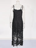 Sexy Style Slim Slings Long Skirt 2025 Summer New Embroidery Round Design Long Dress