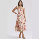 Fongt Women's Clothing 2026 Spring And Summer New Sweet Spicy Slings Solid Color A Smash Flower Cake Dress Women