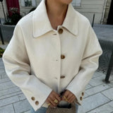 Fongt Women's ZA Autumn And Winter Street Fashion Short Shirt Collar Collar Hair Coat