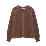 Fongt Women's Y2K2025 Autumn New Solid-Colored Cardigan Long-Sleeved Knitted Sweater Coat Women B66021