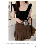 Fongt Ice Silk Lotus Leaf Side Small Flying Sleeve Sleeve Vest Design Small Sense Of Small Summer Outside Through The Knitted Sleeveless