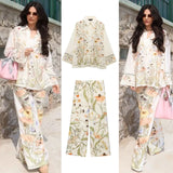 Fongt Women's Summer New Fashion Simple Loose Print Leisure Set