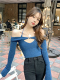 Is Hell Song Zhiya The Same Sexy Sweater Female Hanging Neck Sling Two Sets Of Hottie Knitted