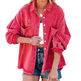 Denim Coat Women 2022 Spring Autumn Long Sleeve Double Pocket Loose Outerwear Jeans Jacket Chaquetas Para