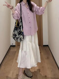Fongt Version Of The Design Sense Of Small Thin And Comfortable Temperament Pure Simple Collar Shirt + Curry Pants