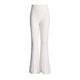 Fongt Casual Suit Autumn 2024 New Flower Splicing Long Sleeve Suit Jacket Nail Bead Micro La Straight Pants-Outfit