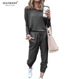 Women 2 Piece Set Loose Comfortable Simple Style Solid Color Long Sleeve Casual Suit Clothes 2020 top Spring