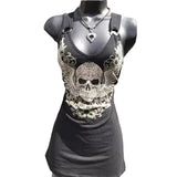 Fongt 2024 Alion Women's Skull Print Sleeveless Vest