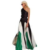 Fongt Spring And Summer New Women's Clothing Match Stitching Sexy Out-To-Shoulder Dress Dress Dress