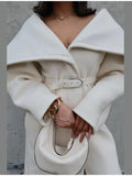 Fongt Elegant Solid Color Big Collar Long Hair Coat 2025 Autumn And Winter New Women's Clothing