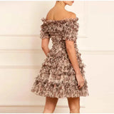 Off-shoulder Floral Printed Ruffles Mini Dress-Outfit