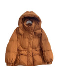 Hooded Waist Down Jacket Female Long 2024 Winter Fashion Sweet Show Thin Work Small Coat Hot Style-Outfit