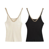 Fongt 2024 New Slim Slim Lace Stitching Sling Vest 4192017 Metal Knit Sling-Outfit