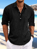 Fongt Men's 2025 Summer New Set-Fashion Teen Fashion Loose Long-Sleeved Home Casual Shirt.