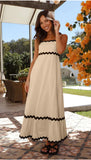 Fongt Summer New Solid Color Lace Stitching With Elegant Strapless Oversized Hem Dress-88106-Outfit