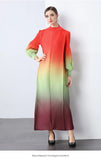 Fongt And Fashionable Gradient Lantern Sleeve Pressure Folding Dress Women Autumn And Winter Loose Apparent Thin-Skinny A-Character Dress