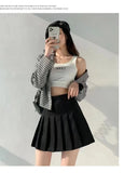 Fongt Skirts 100-Fold Skirt Women Autumn And Winter High-Waisted Small College Style Half-Dress Summer Skirt Large Size A Word Thin Lattice Skirt