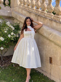 Summer Square Neck White Midi Dress Elegant Sleeveless A Line Holiday Party Dress Casual Women Lace Dress 2023-Outfit