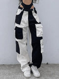 Patchwork Corduroy Cargo Pants-Outfit