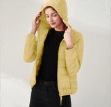 New Seamless High-End Down Jacket Women's Short Thin Autumn And Winter Hooded Outdoor Sports Large Size Coat Tide-Outfit