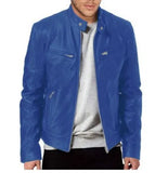 Fongt Business Gentleman Warm Zipper Open Shirt Pocket Decoration PU Leather Jacket Collar Collar Zipper Leather