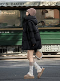 Down Jacket Women In The Long 2024 Winter Fashion Retro Design Sense Corduroy Splicing Warm Plus Size Coat Tide-Outfit