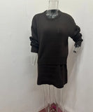 Fongt Winter New Solid Color High-Collar Lazy Knitwear Design Skirt Dress Suit