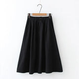 Women One Button Skirt Faldas Mujer Vintage Strethy Waist Office Ladies Elegant Chic Long Skirts