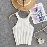 Blouse Heavy Industry Nail Beads To Repair Short Elastic Knitted Shirt Temperament Slings Ocean Hanging