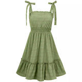 Fongt Wind Casual Women's Wear 2024 Summer New One-Word Shoulder Pull Flounce Dress-Outfit