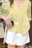 Women Vintage Lace Blouse V-Neck Solid Long Sleeve Beach Shirts for Women Summer Casual Loose Boho